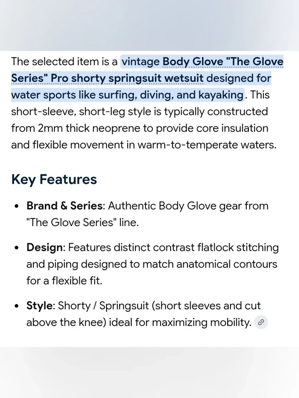 Body Glove Black Shorty Neoprene Mens Wetsuit with Cream Piping Surfing Sking